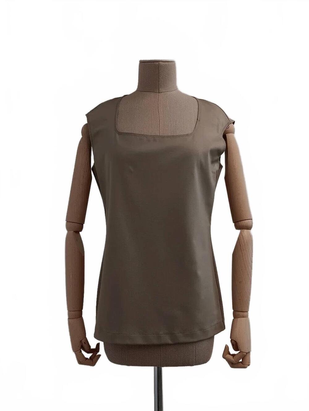 NEW LAFAYETTE 148 women's cotton rib square neck tank top in beige